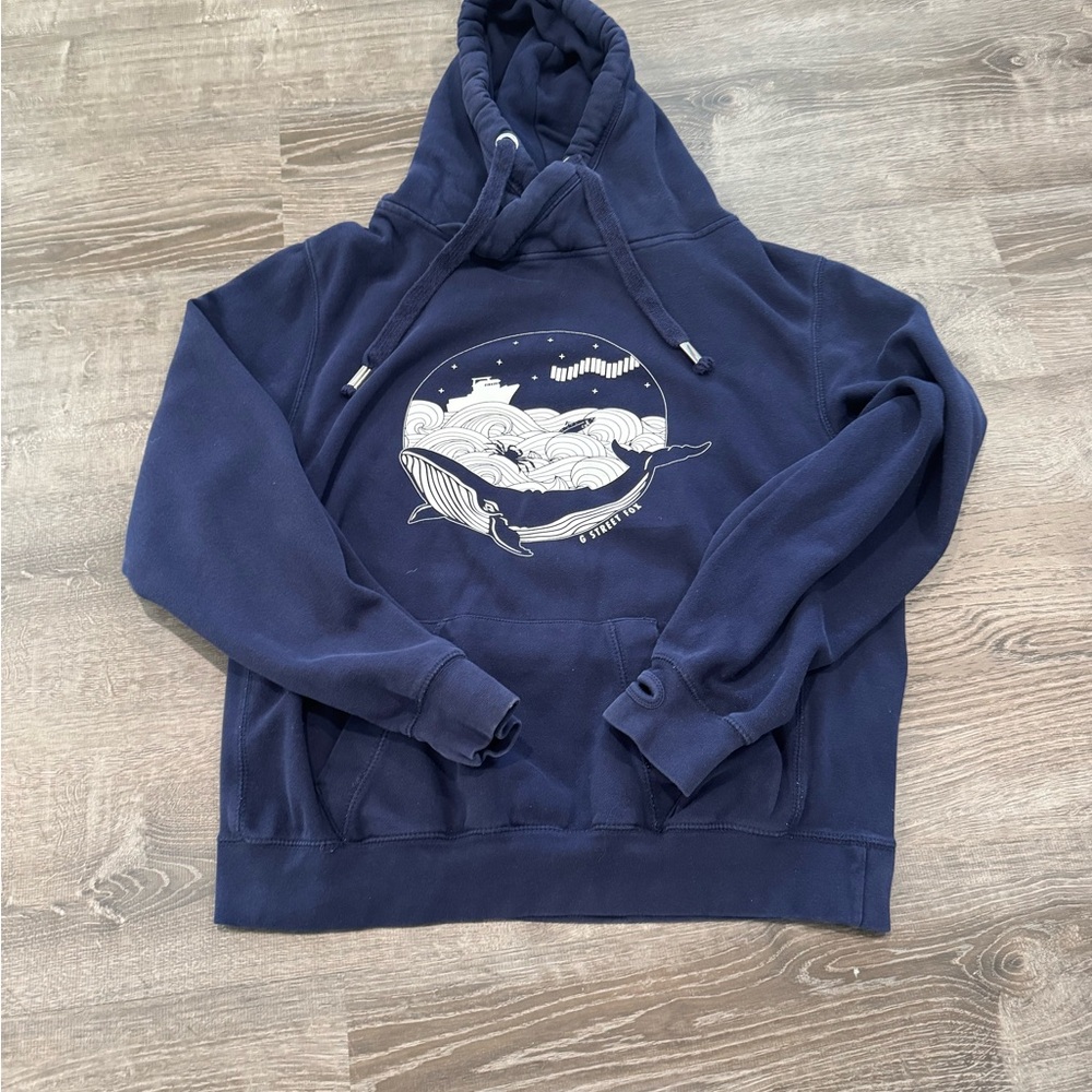 Navy whale Graphic Hoodie - Size XL